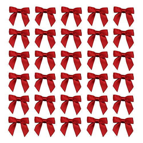 7Rainbows 50pcs Boutique 1.5" Red Satin Ribbon Mini Bows for Craft Sewing Scrapbooking Wedding and Gift Wrapping | Amazon (US)
