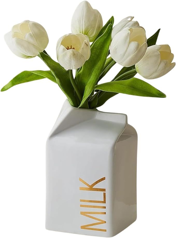 Cute Ceramic Milk Vase - Charming & Funky, Perfect for Novelty Kawaii Home Decor and Pastel Aesth... | Amazon (US)