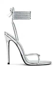 FEMME LA Athens Lace Up Heel in Silver from Revolve.com | Revolve Clothing (Global)