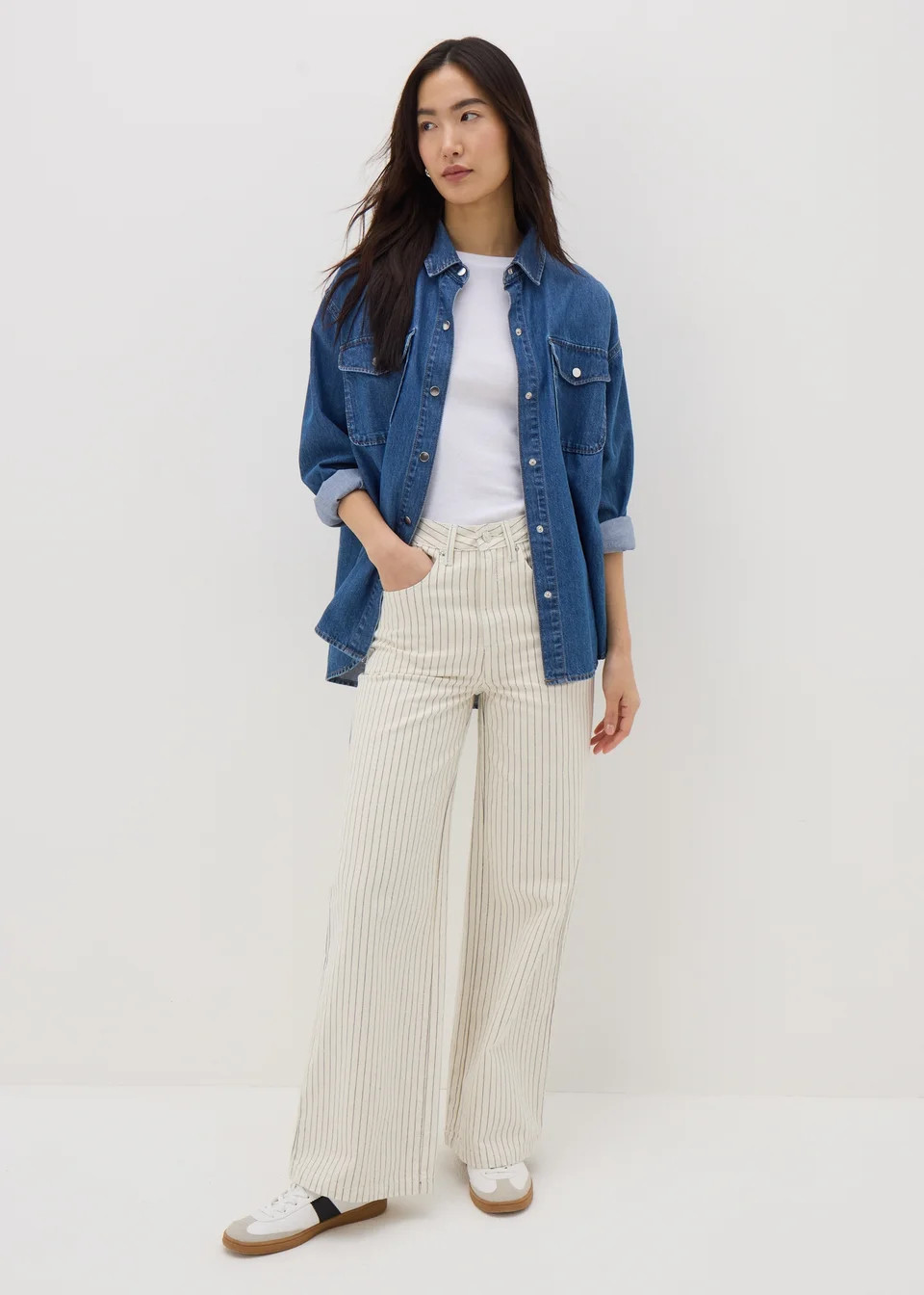 Ecru Stripe Wide Leg Jeans | Matalan (UK)