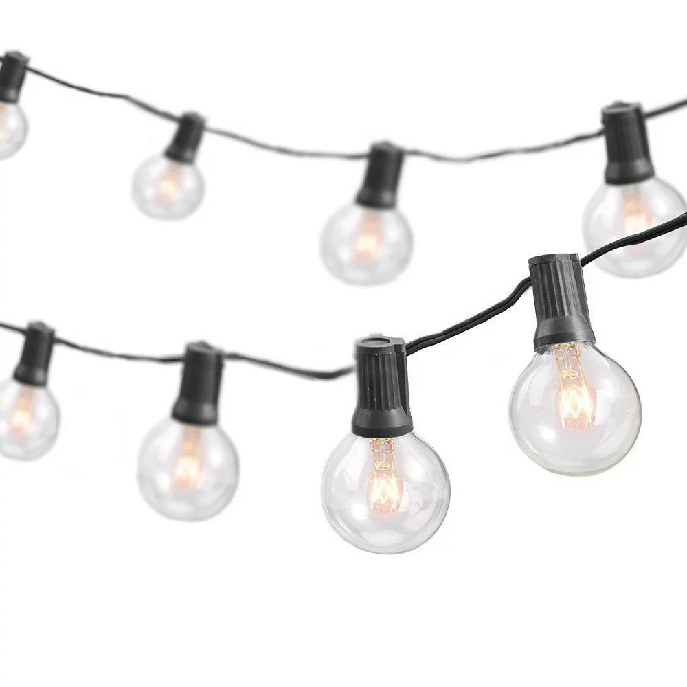 50-Foot, 50 Socket Indoor/Outdoor Patio String Lights with 55 Incandescent Globe G40 Bulbs (5 Fre... | Walmart (US)