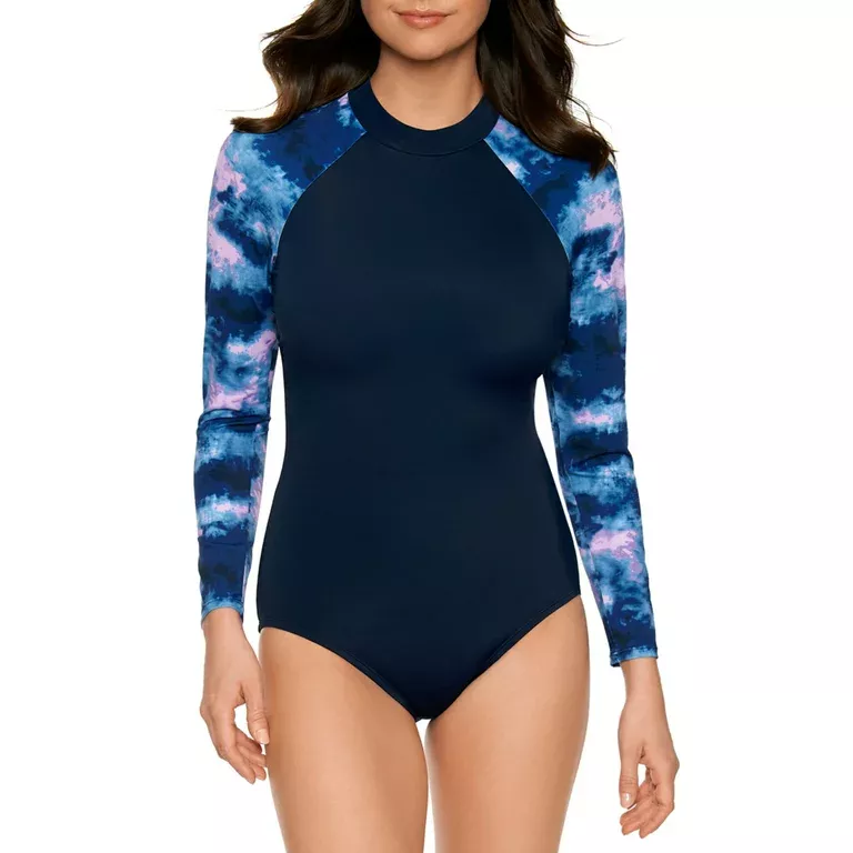 Avia Women's Crop Short Sleeve Rashguard Swimsuit Top 