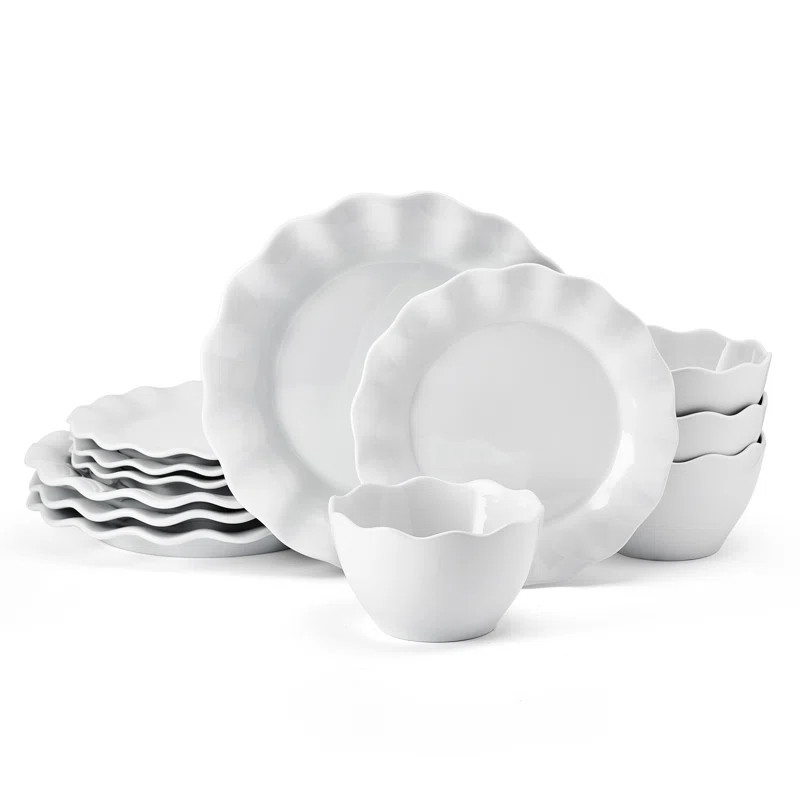 Fitz and Floyd Everyday White Scallop 12-Pc Dinnerware Set, Service For 4 | Wayfair | Wayfair North America