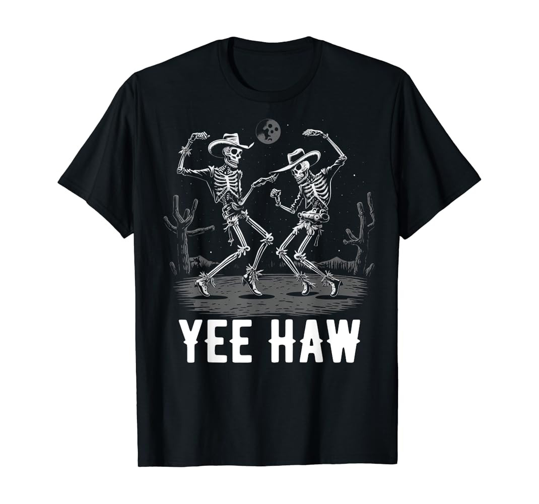Cowboy Skeleton Yeehaw Dancing Skeleton Western Southern T-Shirt | Amazon (US)