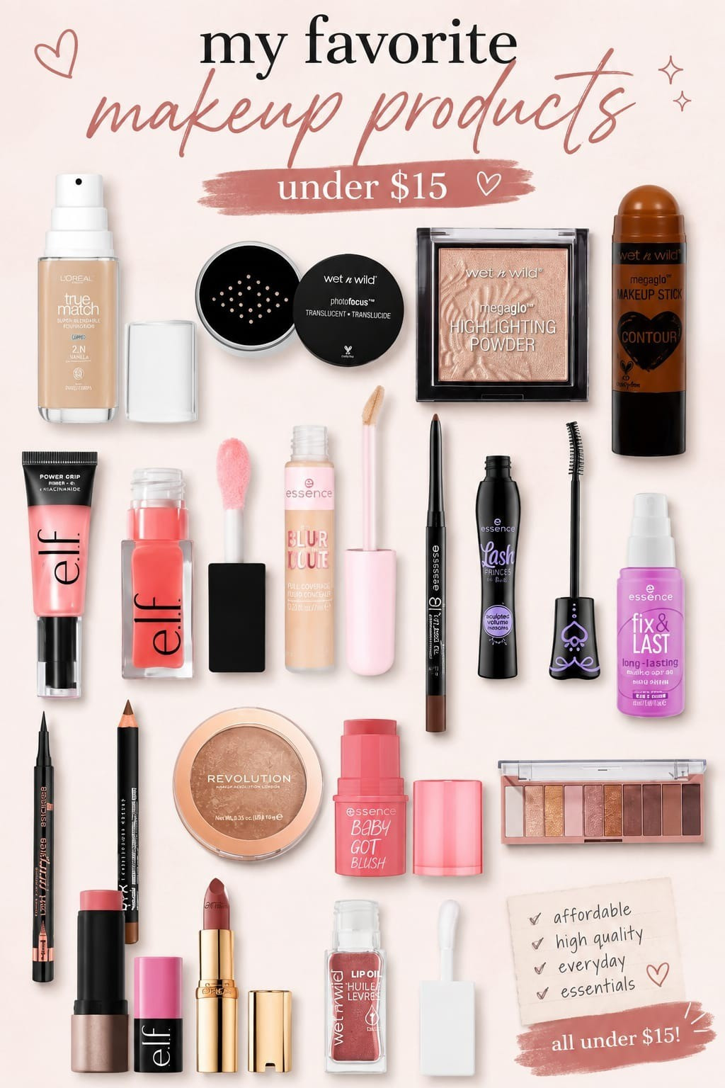 My favorite makeup products under $15 💄 #makeup #affordable #affordablemakeup #under$15

#LTKBeauty #LTKselfcare #LTKU