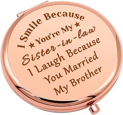Sister in Law Gifts Compact Makeup Mirror for Bonus Sister Wedding Gifts for Women Sister in Law ... | Amazon (US)