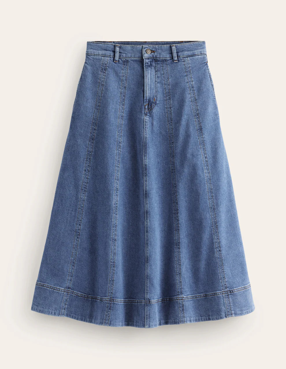 Panelled Full Denim Skirt-Mid Vintage | Boden UK