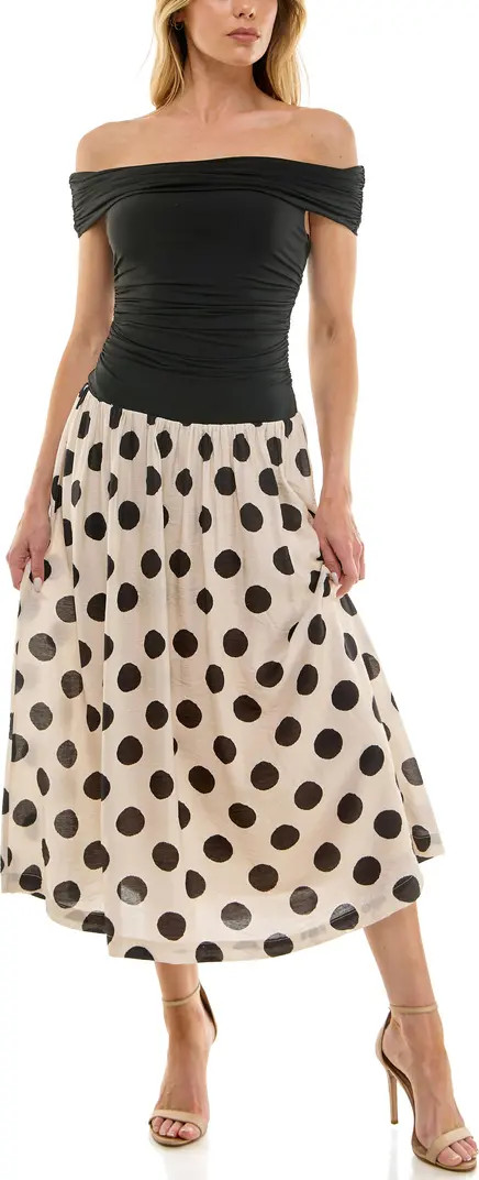 Socialite Off-the-Shoulder Mix Media Midi Dress | Nordstromrack | Nordstrom Rack