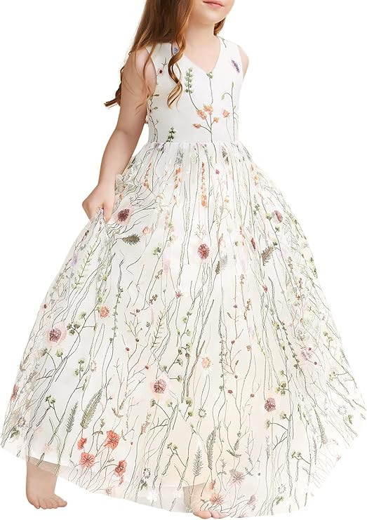 Jacquard Flower Girl Dress A Line Wedding Party Dresses Kids Pageant Birthday Formal Dress Ball G... | Amazon (US)