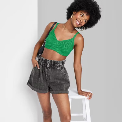 Women's High-Rise Pull-On Paperbag Denim Shorts - Wild Fable™ | Target