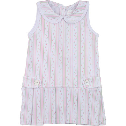 Pink Rosebud Stripe Lycra Tennis Dress | Cecil and Lou