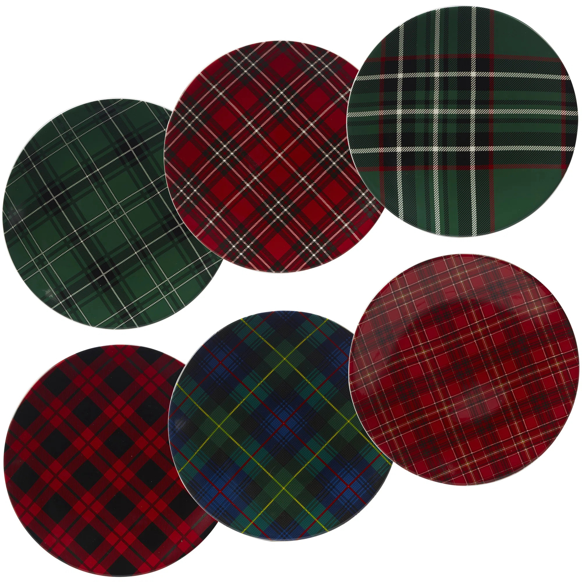Certified International Christmas Plaid 6 Piece Dinner Plate Set | Wayfair North America