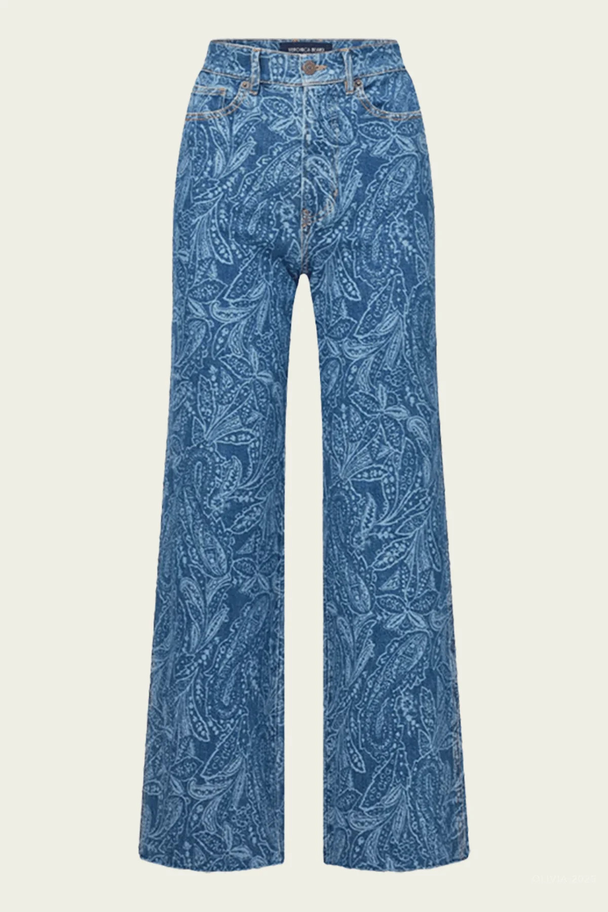 Taylor Paisley Printed Wide-Leg Jean in Atlantic Paisley - 23 | Shop Olivia
