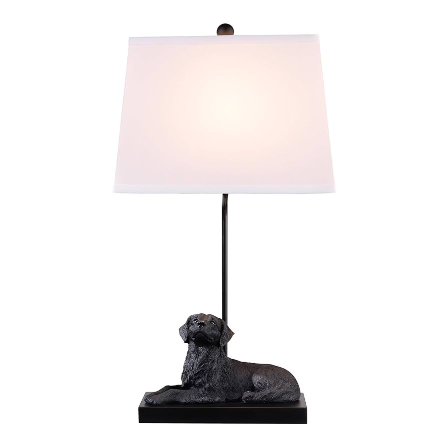 YANIC Desk Lamp with Black Dog Statue, Resin Lamp for Bedroom, 3 Way Dimmable Rotary Switch, Home... | Amazon (US)