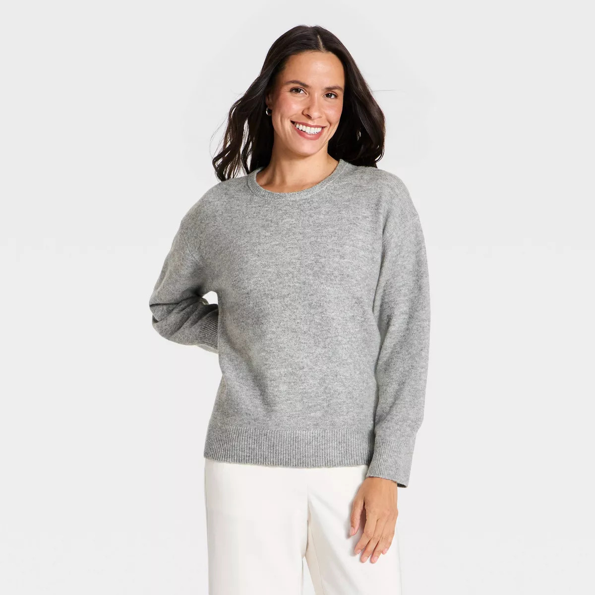 Women's Oversized Pullover Sweater - A New Day\u2122 Heather Gray S | Target
