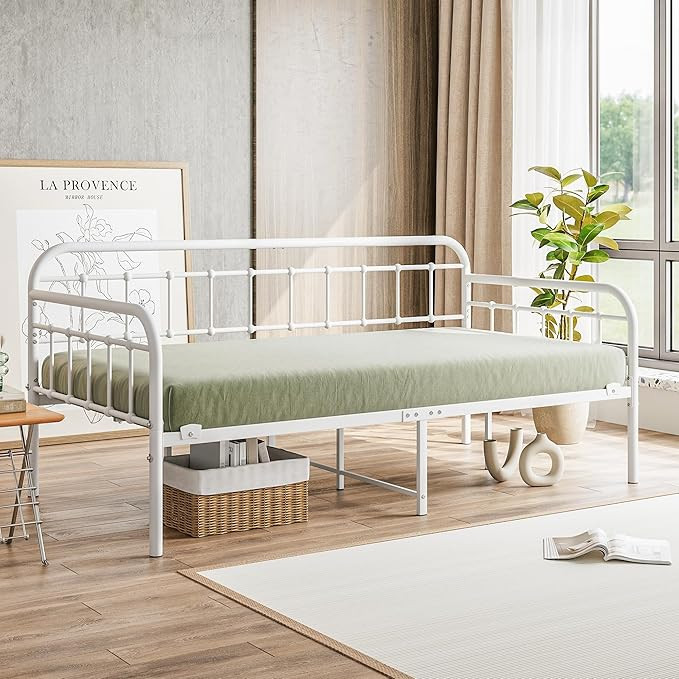 Metal Daybed Frame Twin Size,Sofa Daybed with Heavy-Duty Metal Slats & Under-Bed Storage, No Box-... | Amazon (US)