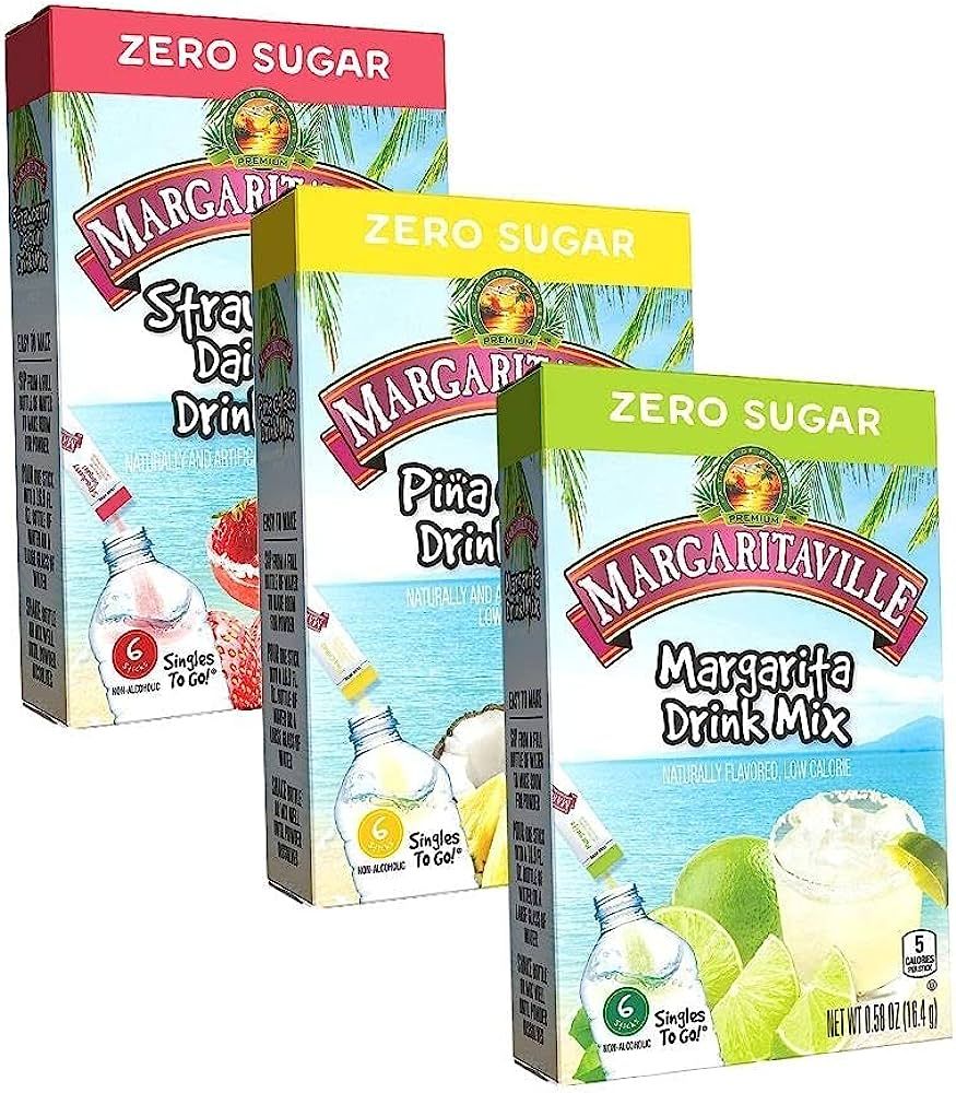 Margaritaville Singles to Go Drink Mix Ultimate Summer Variety Pack, 1 Strawberry Daiquiri, 1 Pin... | Amazon (US)