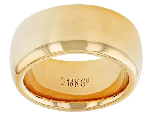 JTV 18K Yellow Gold Over Bronze Chunky Band Ring - 10 mm Comfort Fit Wedding Ring for Men & Women - Classic Non-Sizable Design - Timeless Unisex Jewelry Gift in Elegant Box | Amazon (US)