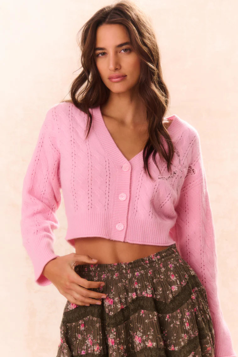 Leota Cropped Wool Cardigan | LoveShackFancy