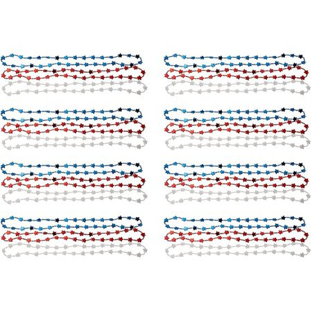 24 Pack American Stars Bead Necklaces in Red, White and Blue for Patriotic, 4th of July Party Favor  | Walmart (US)