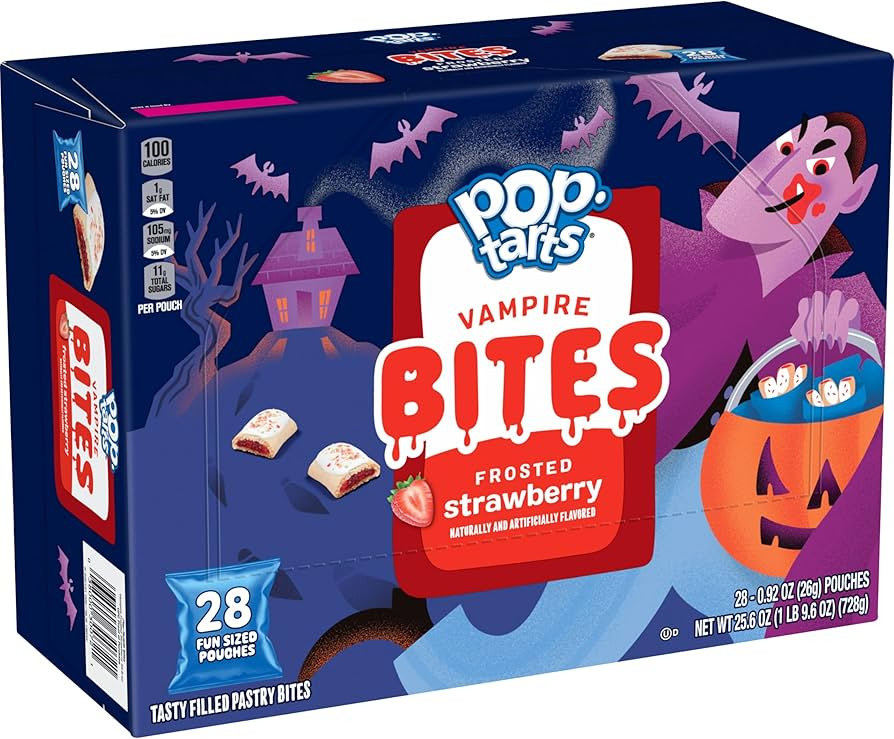 Pop-Tarts Vampire Bites Baked Pastry Bites, Kids Snacks, Halloween Snacks, Frosted Strawberry, 25... | Amazon (US)
