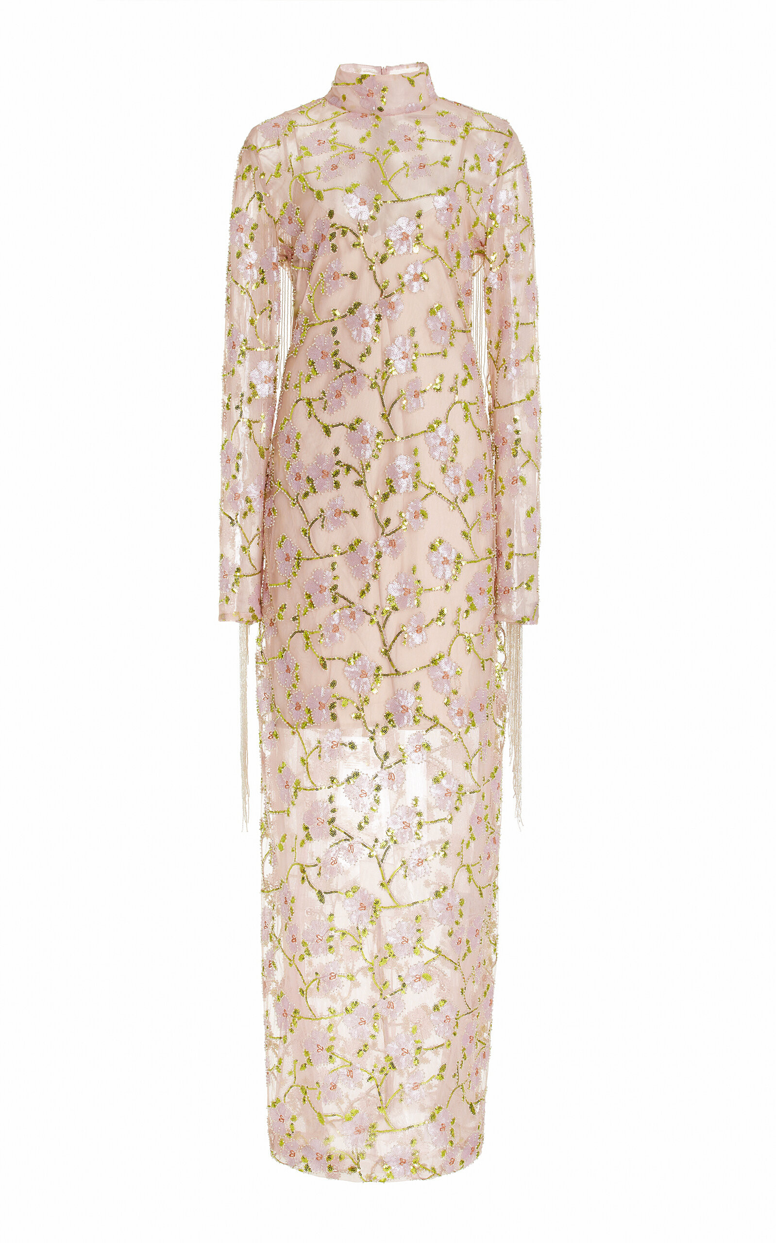 Flower Mesh Fringe Maxi Dress | Moda Operandi (Global)