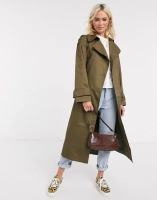 ASOS DESIGN longline trench coat in khaki | ASOS | ASOS US