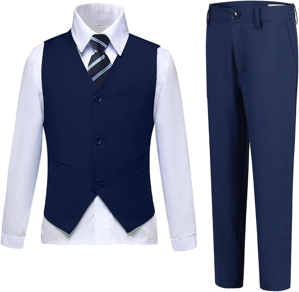 Boys Suits Slim Fit 4 Piece Formal Dresswear Suit for Kids Tuxedo Wedding Set Toddler Boy Dress w... | Amazon (US)