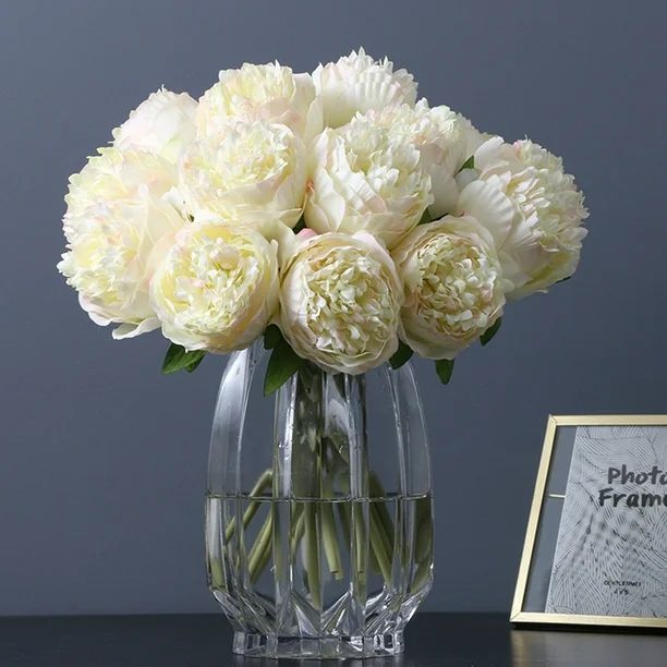 Farfi 1 Bouquet 5 Heads Peony Artificial Faux Silk Fake Flowers for Home Wedding Decor - Walmart.... | Walmart (US)