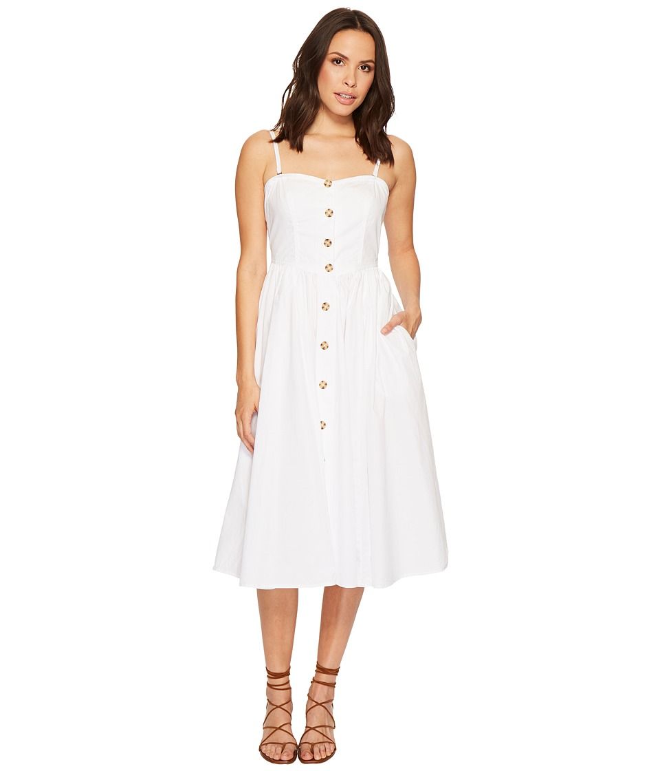 Free People - Perfect Peach Poplin Midi Dress (White) Women's Dress | Zappos