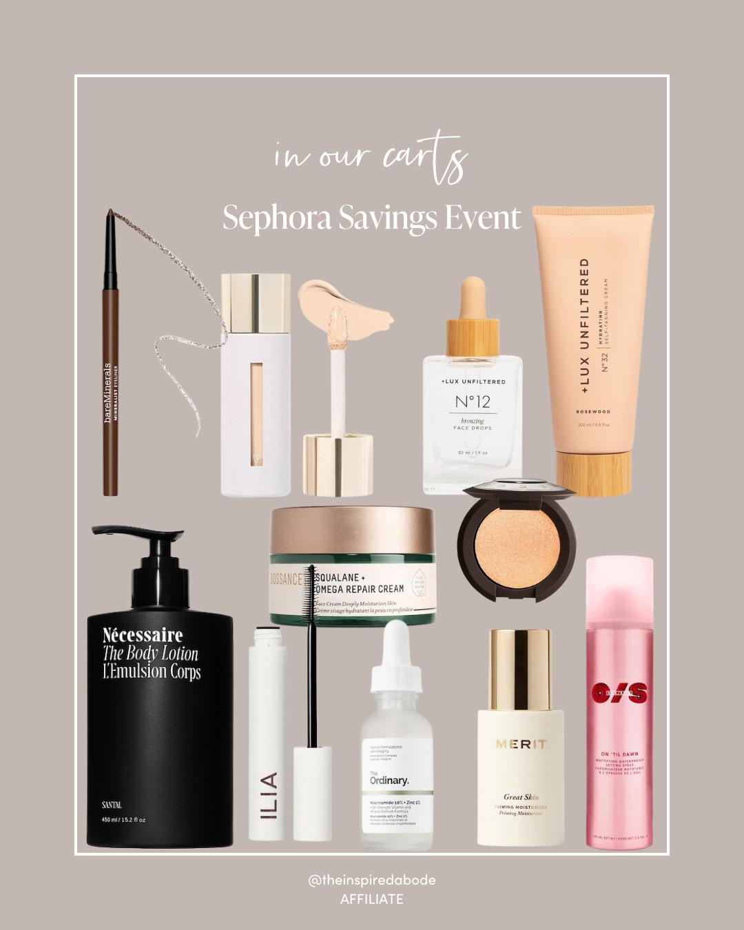 The Sephora Savings Event is on & we're adding all of our tried-and-true favorites + some items we've been eyeing to our carts! 

We love Lux Unfiltered's tanning drops & lotion, the Biossance moisturizer, Becca highlighter & Ordinary serum... and we can't wait to finally own the viral setting spray + some new clean concealer, mascara, eyeliner & lotion products ✨ 

 #LTKSaleAlert #LTKFindsUnder50 #LTKBeauty