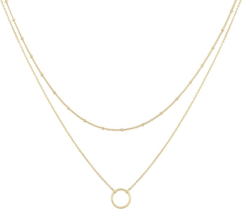 MEVECCO Layered Heart Necklace Pendant Handmade 18k Gold Plated Dainty Gold Choker Arrow Bar Laye... | Amazon (US)