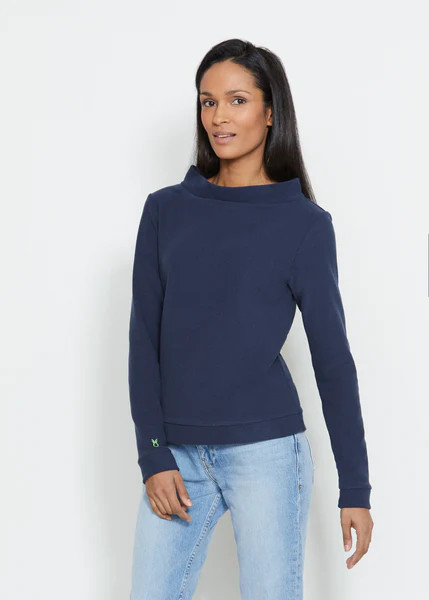 Brighton Boatneck Top in Terry Fleece (Navy) | Dudley Stephens