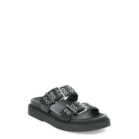 No Boundaries Women's Buckle Slide Sandals | Walmart (US)