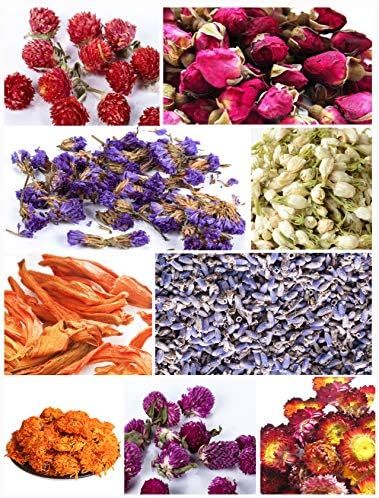 Amazon.com: PNANA Dried Flowers- Edible Herbs Bulk of Lavender Buds, Rosebud, Jasmine, Chamomile,... | Amazon (US)