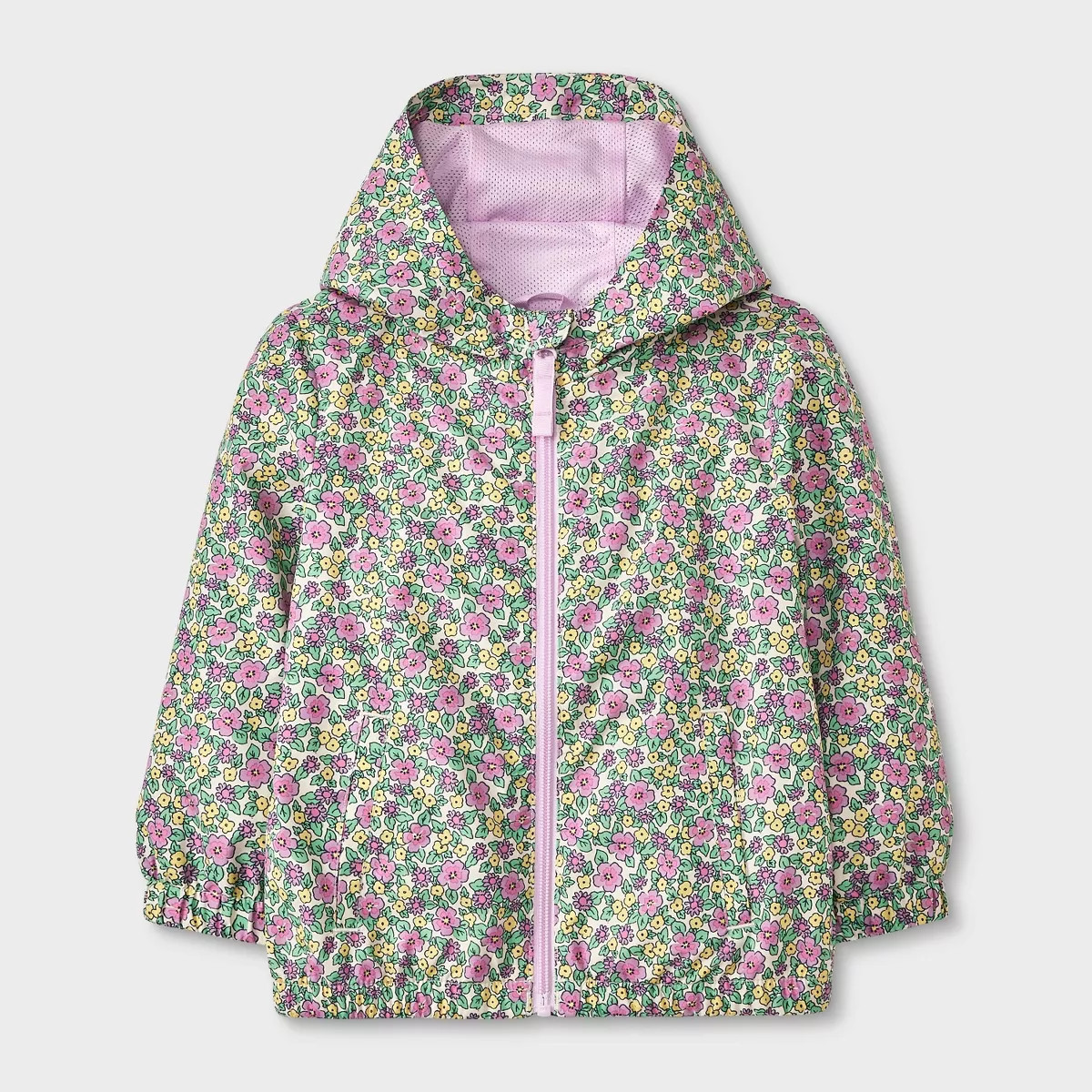 Toddler Girls' Floral Printed Full Zip Windbreaker Jacket - Cat & Jack™ Purple | Target