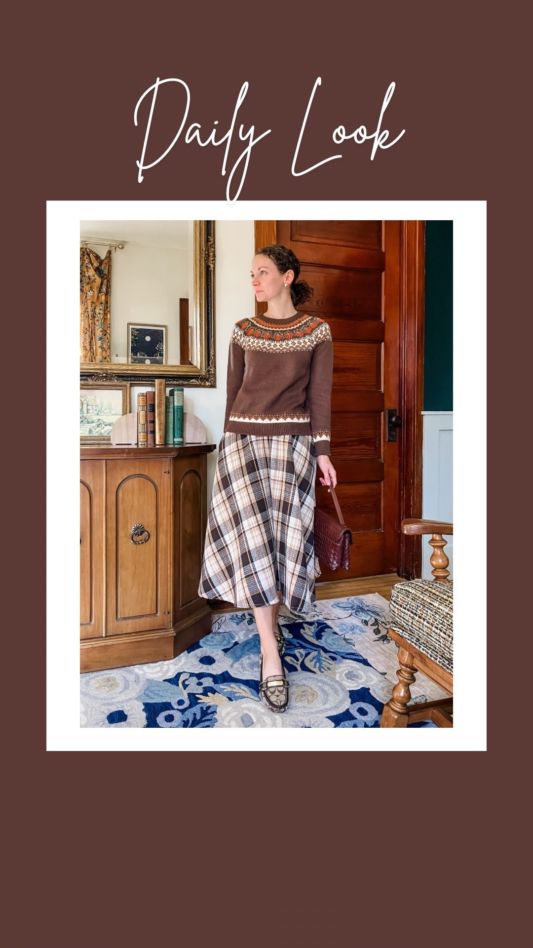 Brown fall outfit. 
Petite outfit. Modest outfit. Classic outfit. Preppy outfit  

#LTKFindsUnder100 #LTKPetite #LTKOver40
