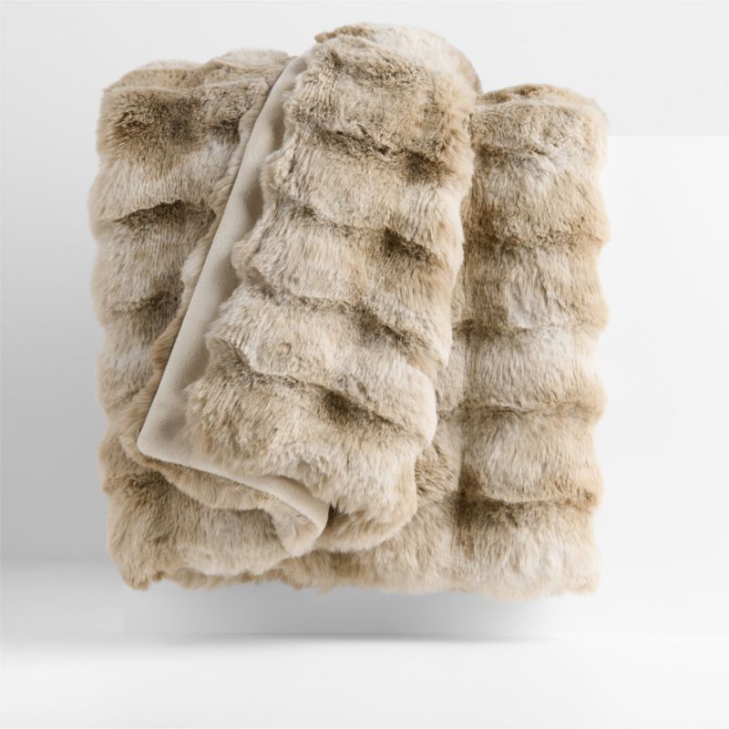 Textured Faux Fur 70"x55" Sierra Tan Throw Blanket + Reviews | Crate & Barrel | Crate & Barrel