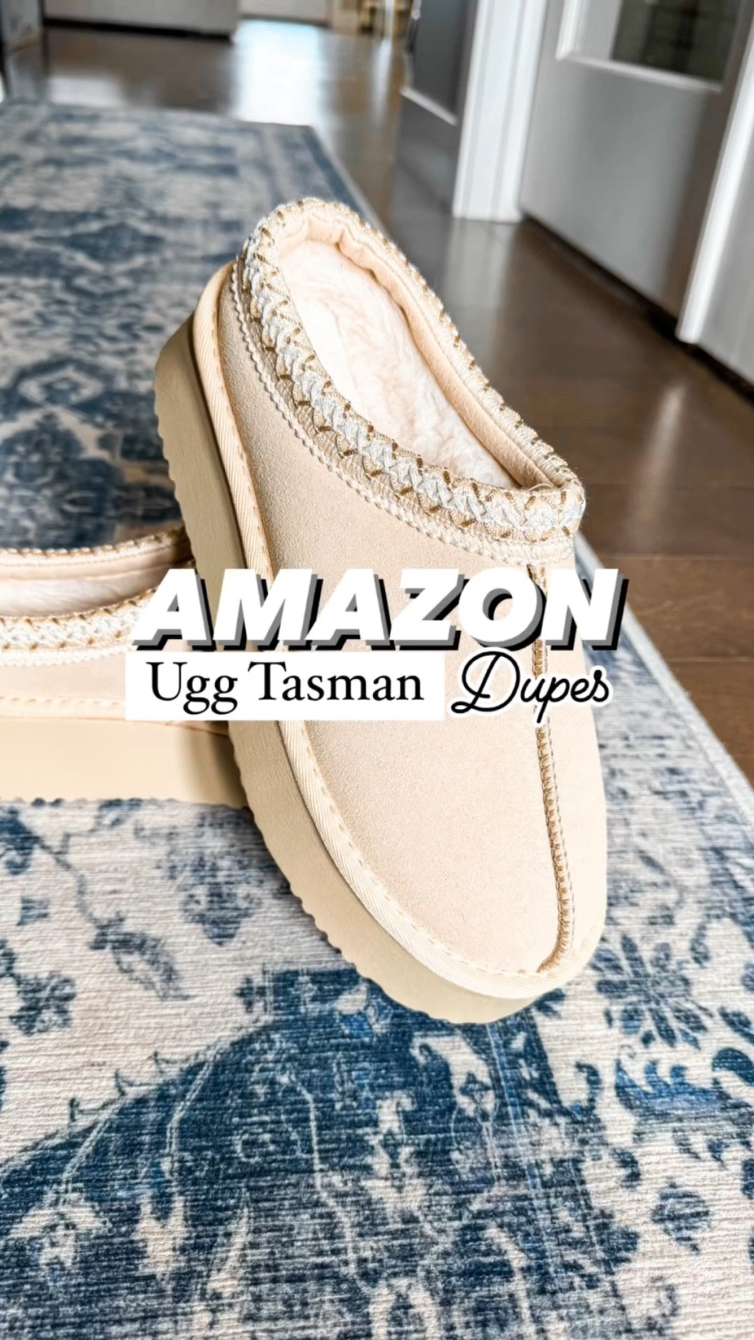 Loving this Ugg Tasman look for less option from Amazon! 🙌🏻 

The color is perfect and they’re so comfy! I sized up to a 9 (usually 8.5) and they fit perfectly! 🤩

Ugg dupes | ugg Tasman dupes | Ugg Tasman slipper | Ugg Tasman platform 

#LTKshoecrush #LTKMostLoved #LTKVideo