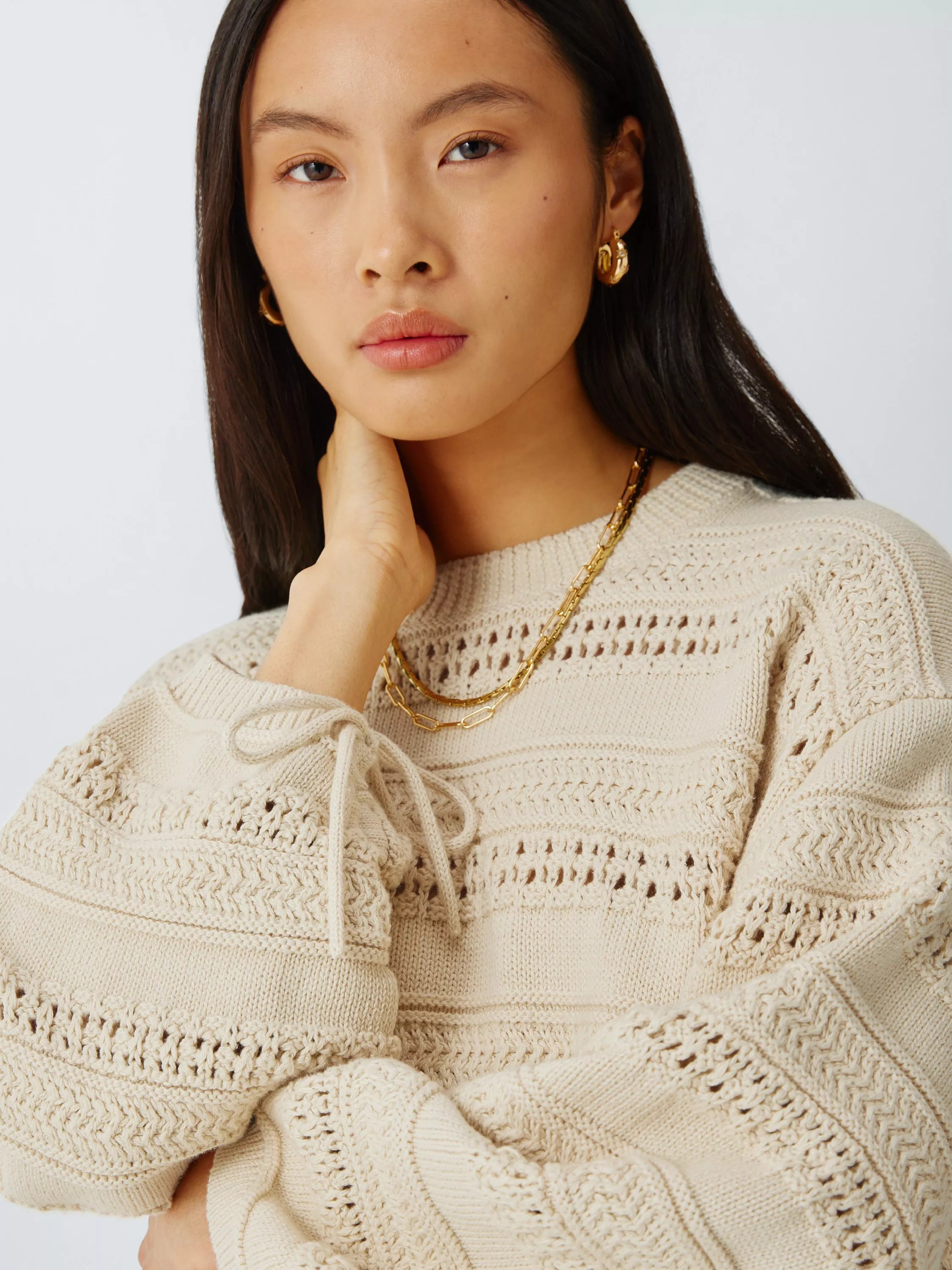 Orla Pointelle Knit Jumper, Ecru | John Lewis (UK)