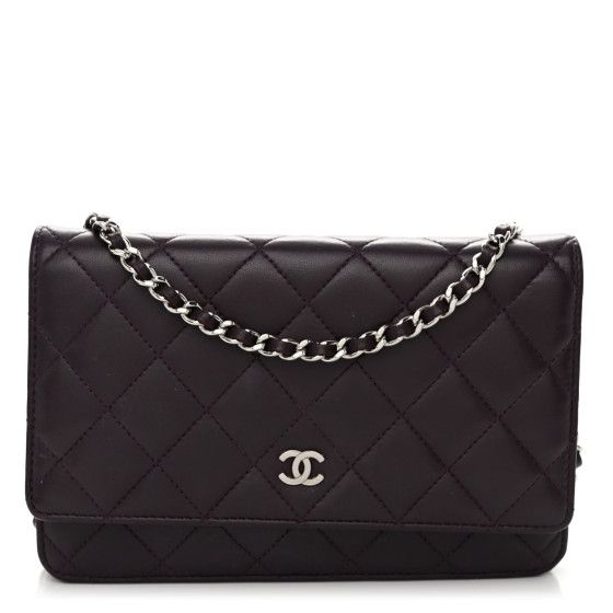 CHANEL Lambskin Quilted Wallet On Chain WOC Purple | FASHIONPHILE | FASHIONPHILE (US)
