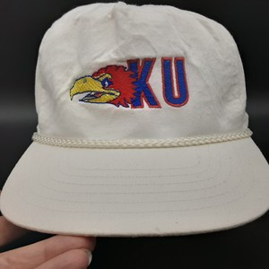 VTG KU Kansas University Jayhawks Ball Cap Hat Rope Plastic Slide Adjustable | eBay US