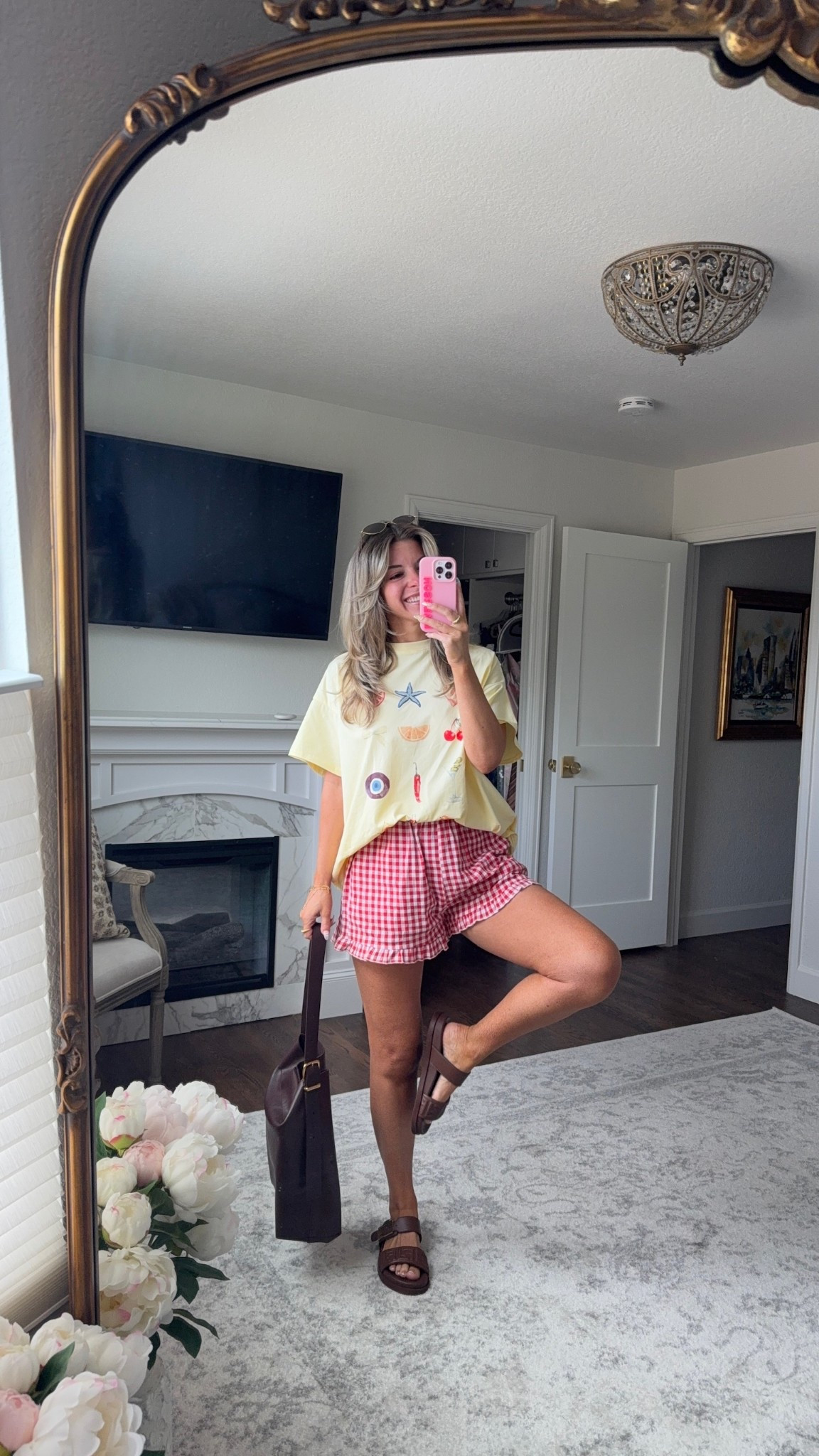 Casual everyday loungewear for a fun summer look with gold jewelry wearing my usual smalls 

Electric picks code: emerson20

Casual everyday outfit
Shopping outfit
Loungewear
Summer casual
Summer graphic tee 
Gingham shorts

#LTKSeasonal #LTKStyleTip #LTKFindsUnder100