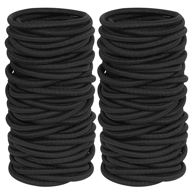 120 Pieces Black Hair Ties for Thick and Curly Hair Ponytail Holders Hair Elastic Band for Women ... | Amazon (US)