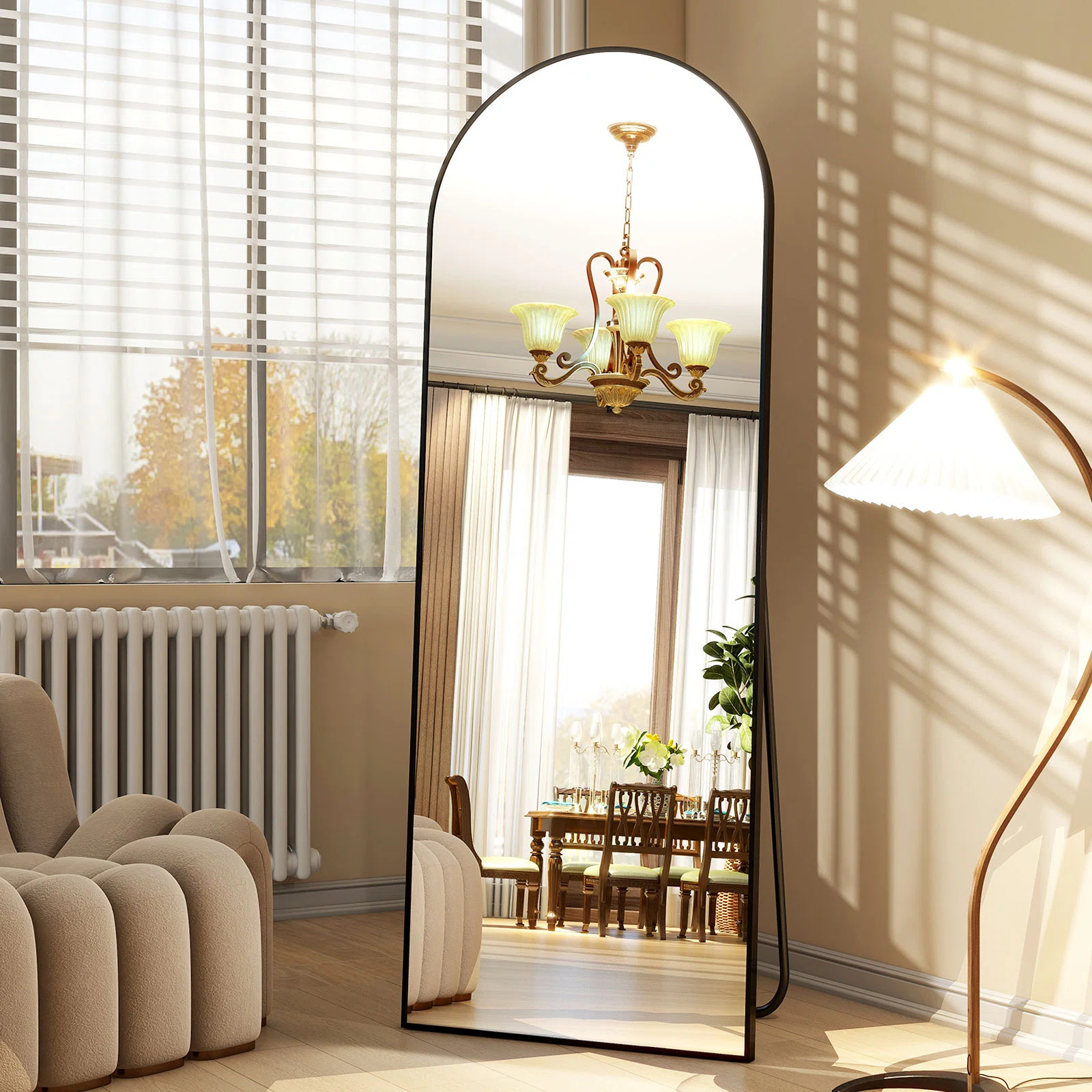 Jablon Arched Full Length Mirror with Stand Large Wall Mirror | Wayfair North America
