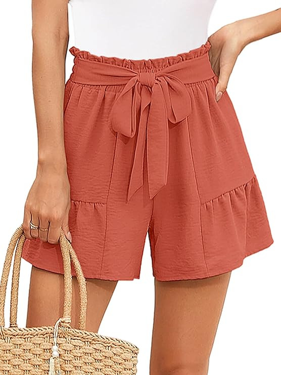 Heymoments Women's Wide Leg Shorts Lightweight High Waisted Adjustable Tie Knot Loose Fit Summer ... | Amazon (US)