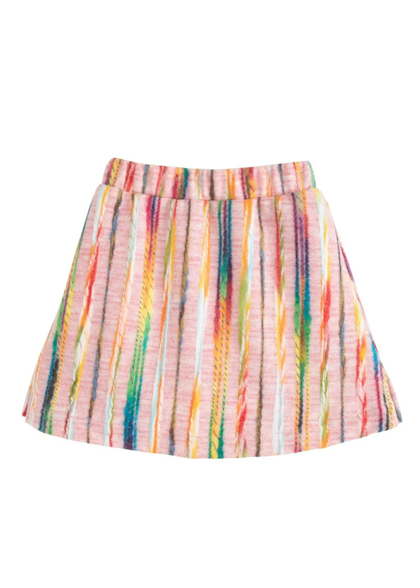 Mini Skirt - Pink Multi Stripe Wool | BISBY Kids