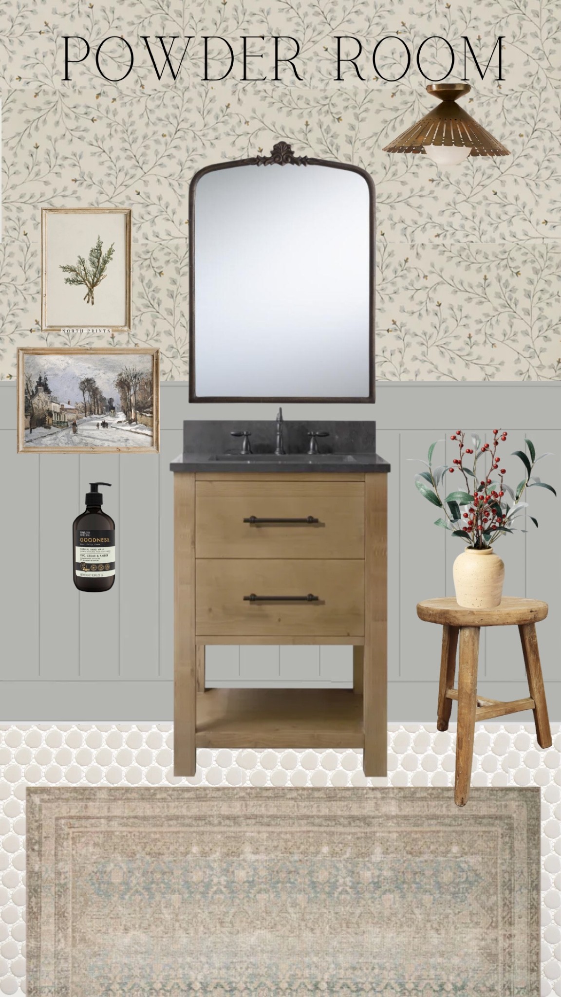 Powder room bathroom mood board inspo for Christmas and holiday decor. Wallpaper 

#LTKhome #LTKSeasonal #LTKHoliday