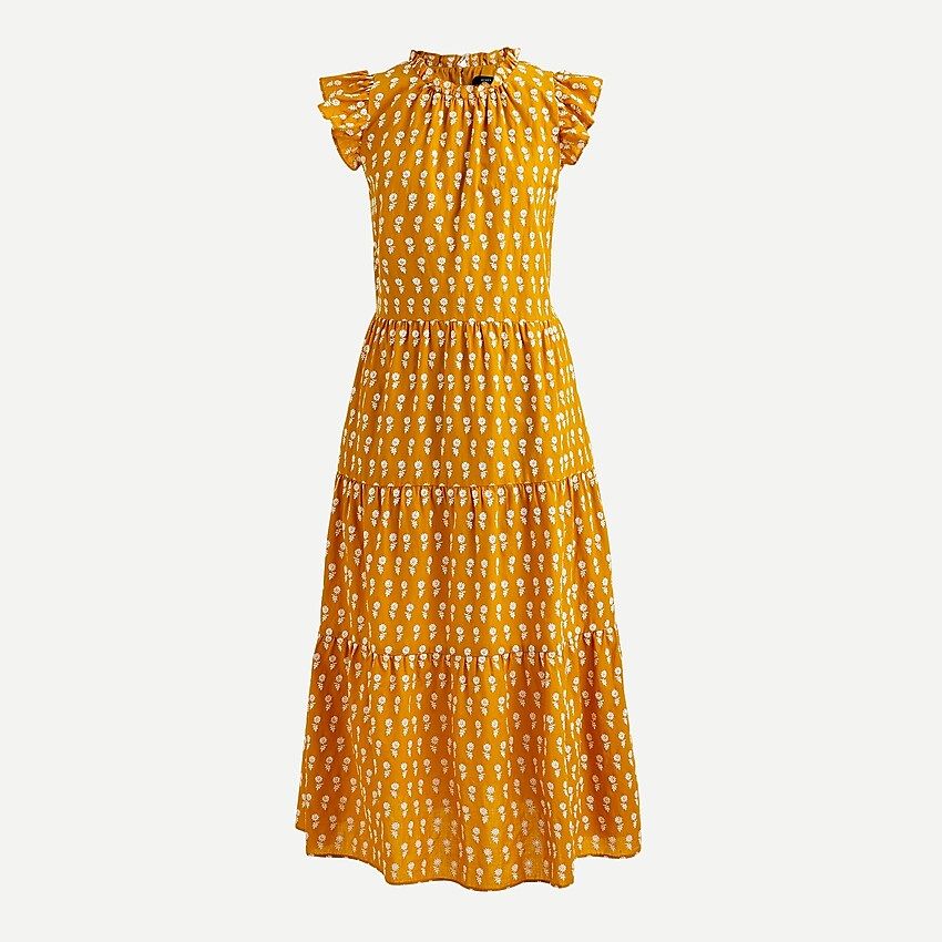 Tiered cotton voile dress in floating sunflowers | J.Crew US