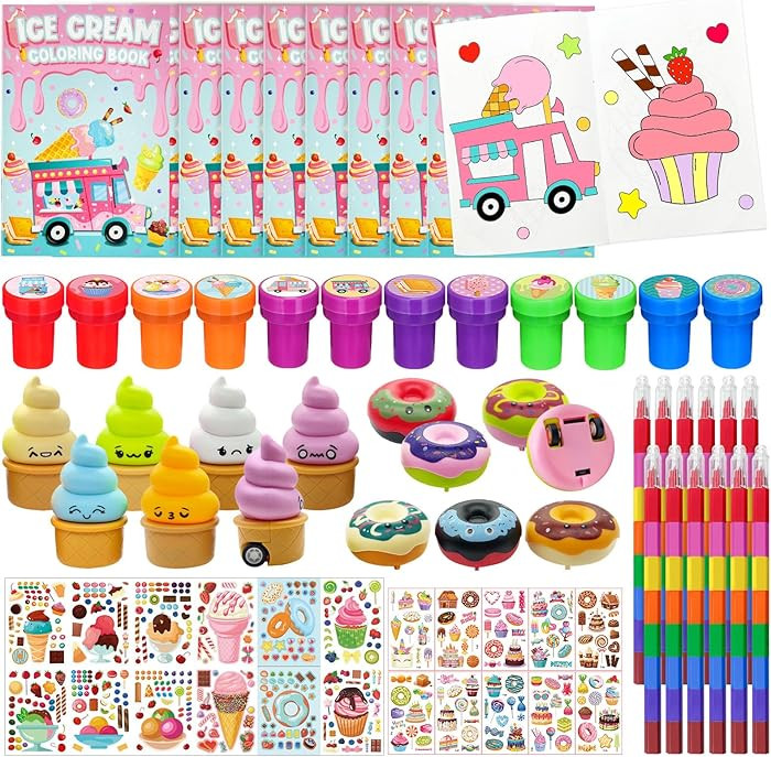 Cinrobiye 72 Pcs Ice Cream Party Favors Bulk, Candyland Donut Birthday Goodie Bag Fillers, Sweet ... | Amazon (US)